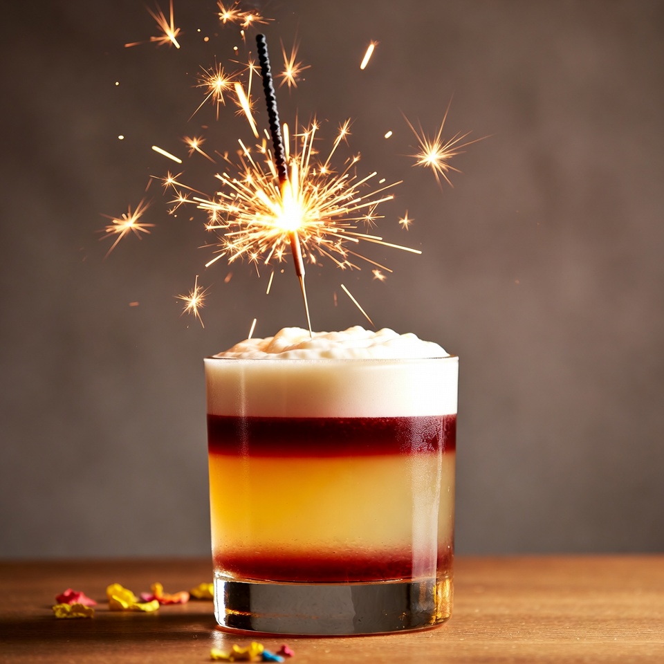 Layered Pousse Cafe with Sparkler Layered Pousse Cafe with Sparkler