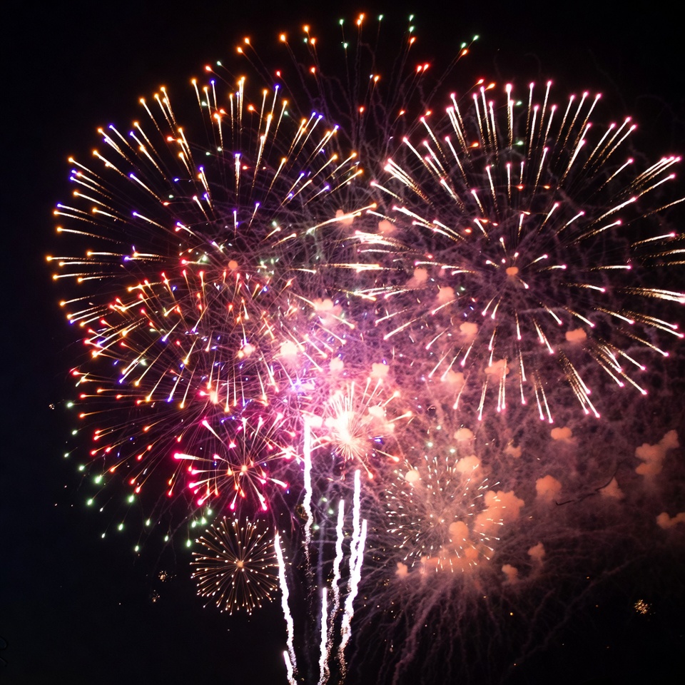Colorful Fireworks Exploding at Night Colorful Fireworks Exploding at Night