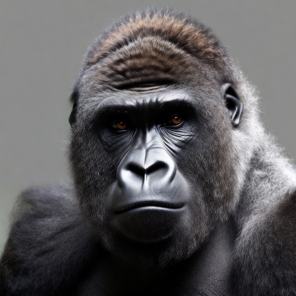 Close-up of silverback gorilla face Close-up of silverback gorilla face