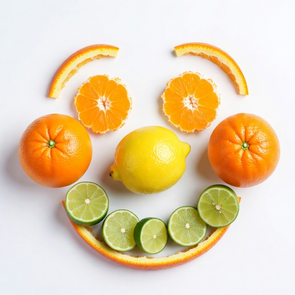 Fruit Smile Face with Oranges Lemons Limes Fruit Smile Face with Oranges Lemons Limes