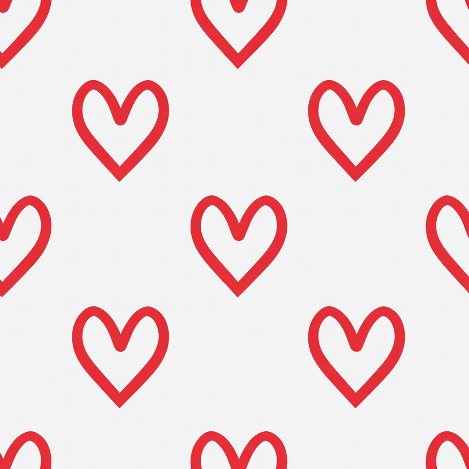 Red Outline Hearts Seamless Pattern Red Outline Hearts Seamless Pattern