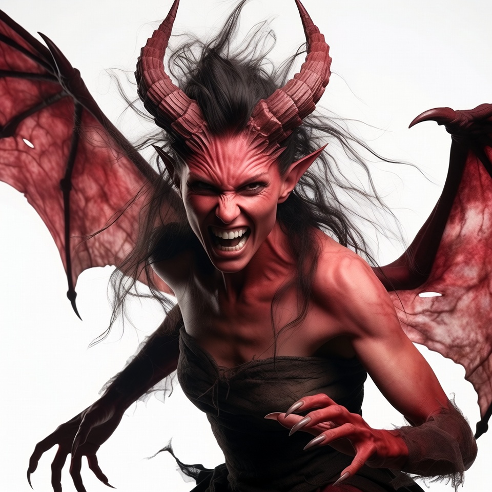Demonic Woman with Horns and Wings Demonic Woman with Horns and Wings