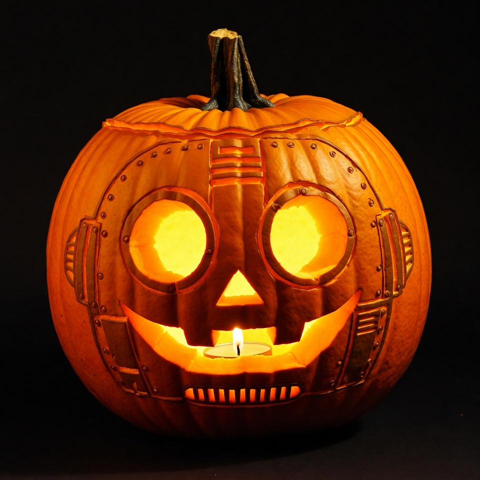 Robot Jack-o-Lantern Pumpkin Robot Jack-o-Lantern Pumpkin
