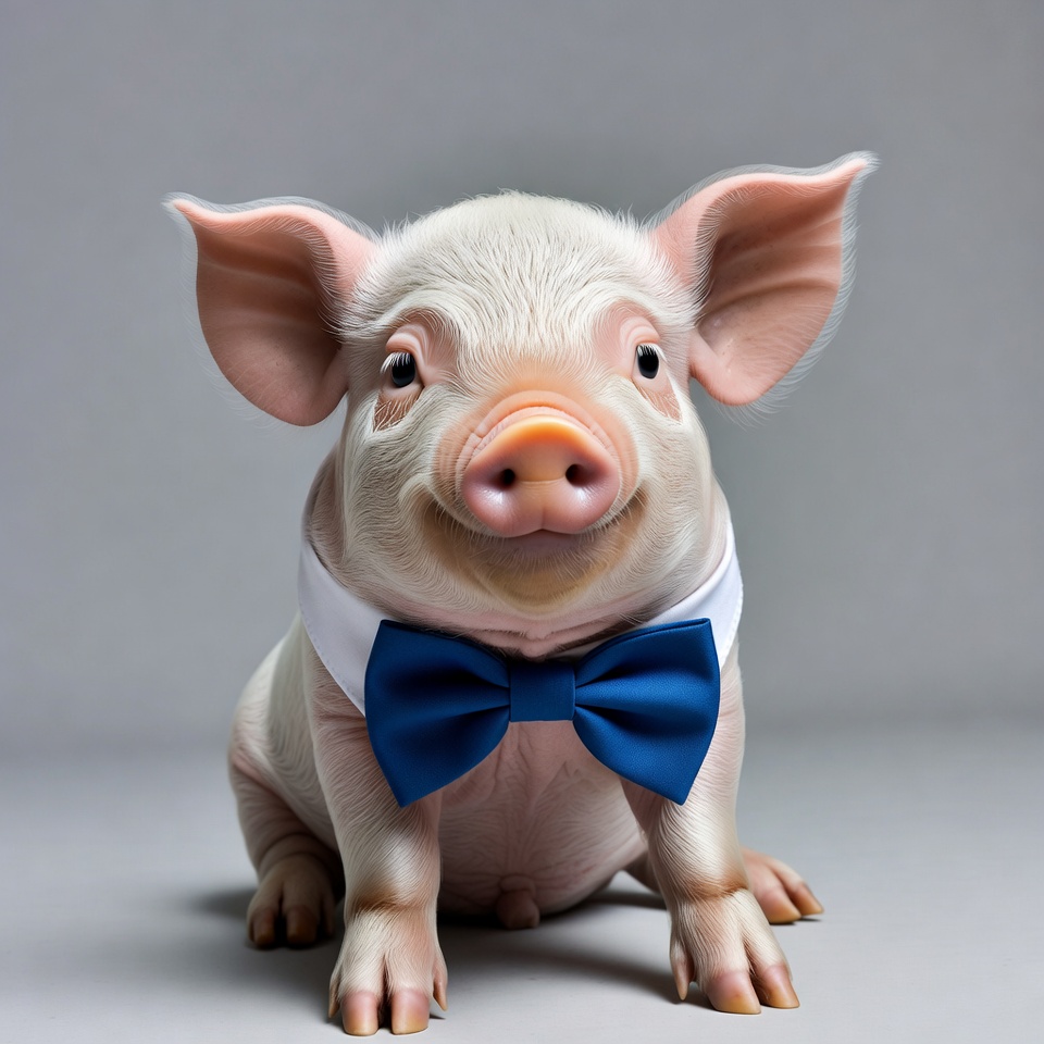 Piglet wearing blue bow tie Piglet wearing blue bow tie
