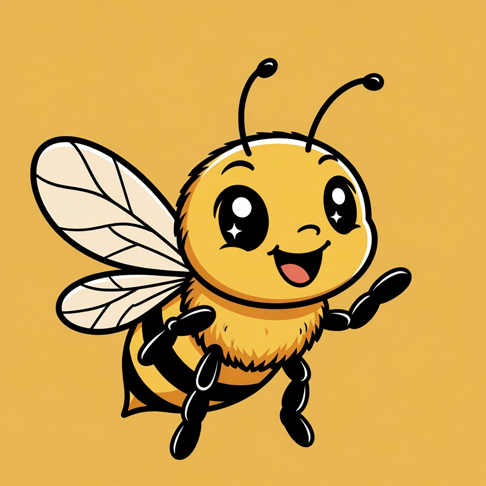 Cute cartoon bee waving Cute cartoon bee waving