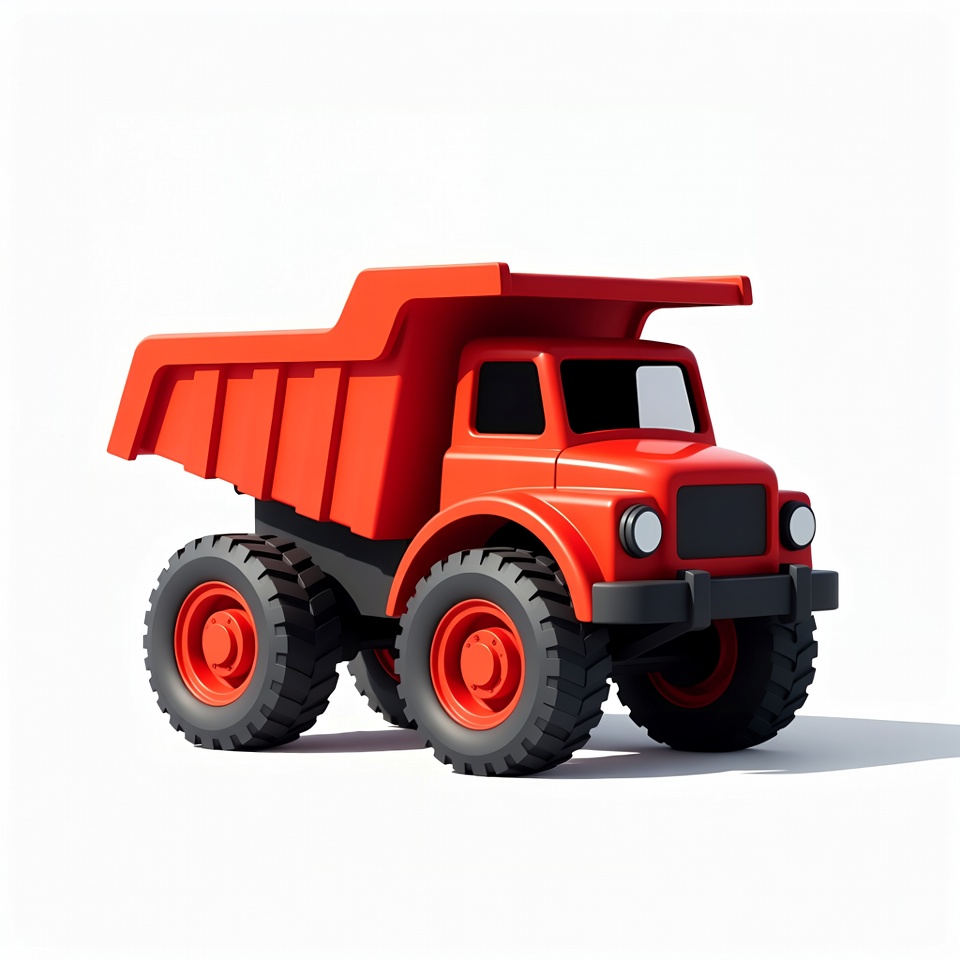 Red dump truck on white background Red dump truck on white background