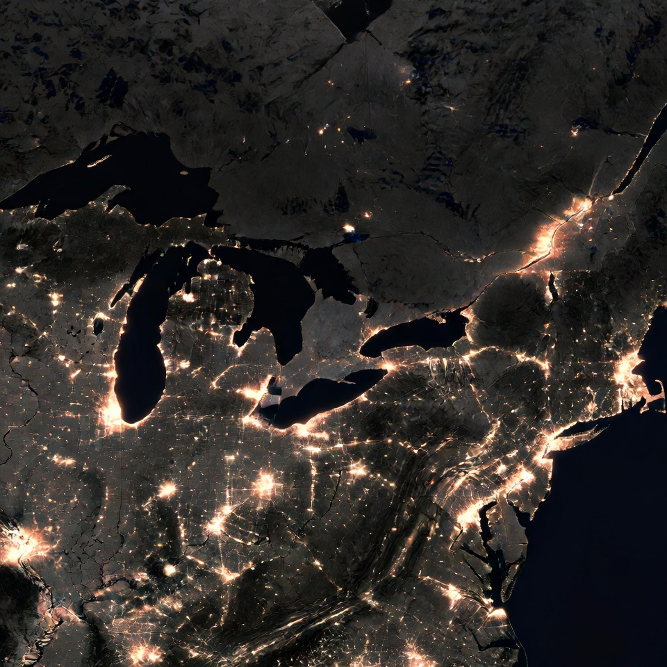 North America Night Lights Satellite View North America Night Lights Satellite View