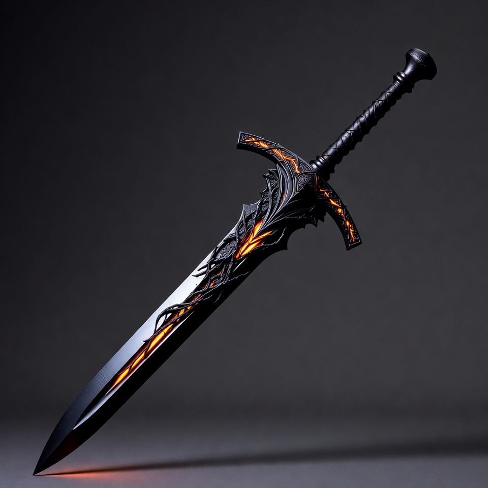 Dark Fantasy Sword with Glowing Lava Dark Fantasy Sword with Glowing Lava