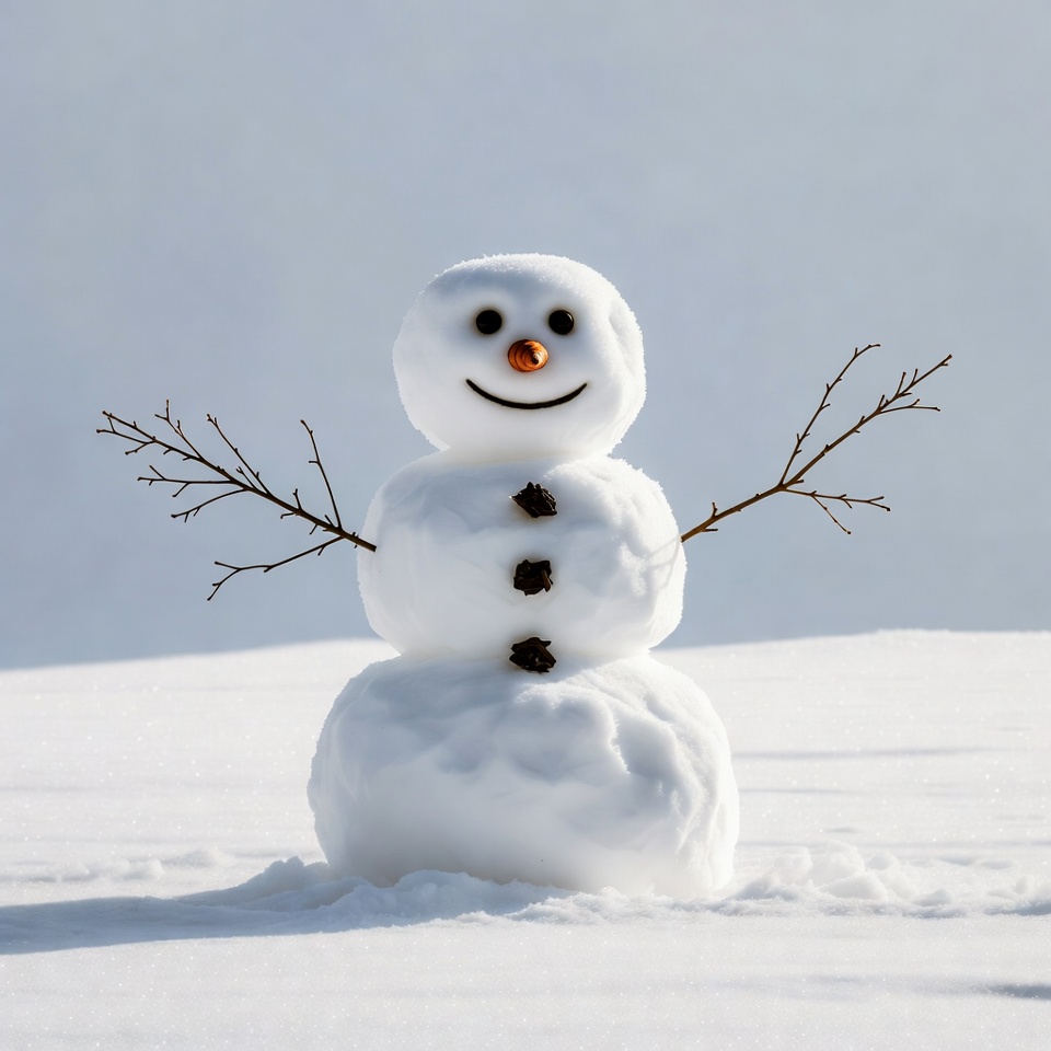 Snowman with carrot nose on snow Snowman with carrot nose on snow