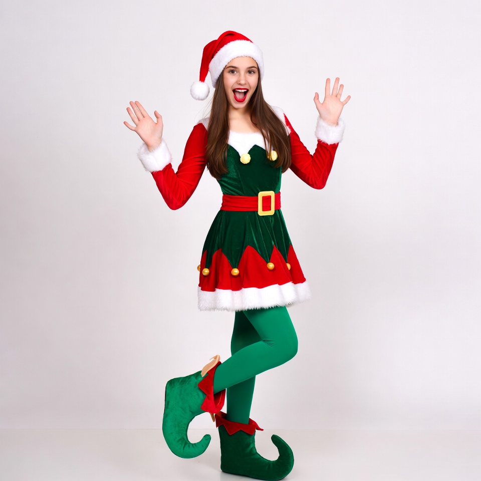 Girl in green elf costume Girl in green elf costume