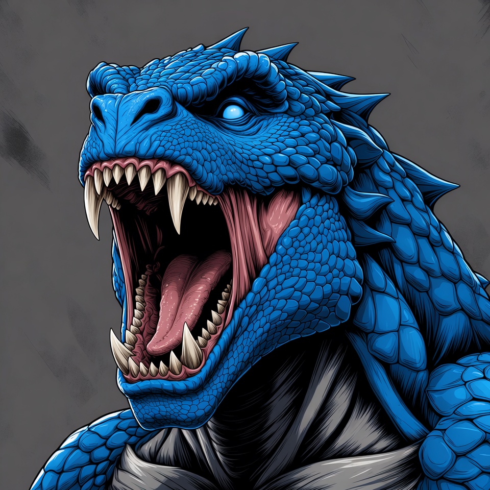 Roaring Blue Godzilla Illustration Roaring Blue Godzilla Illustration
