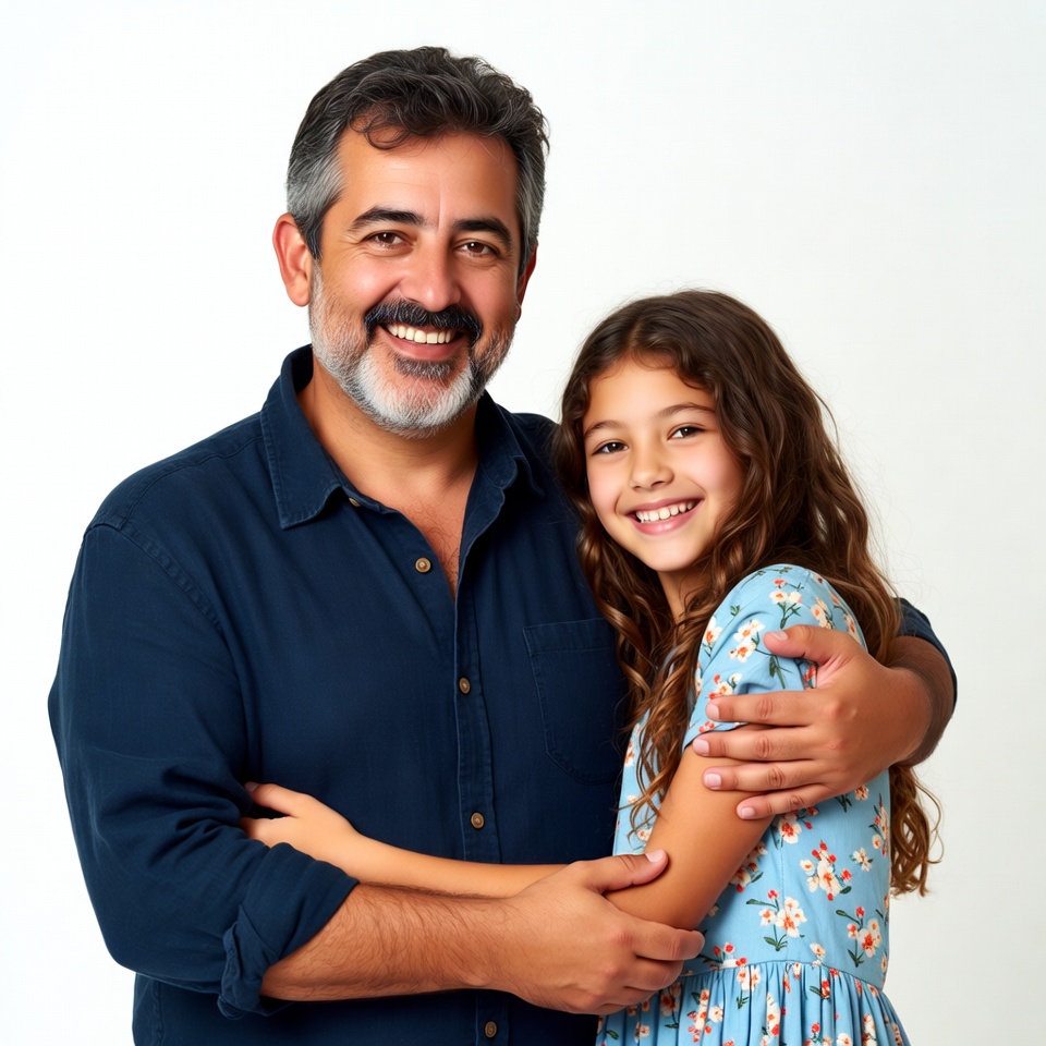 Father hugging smiling daughter Father hugging smiling daughter