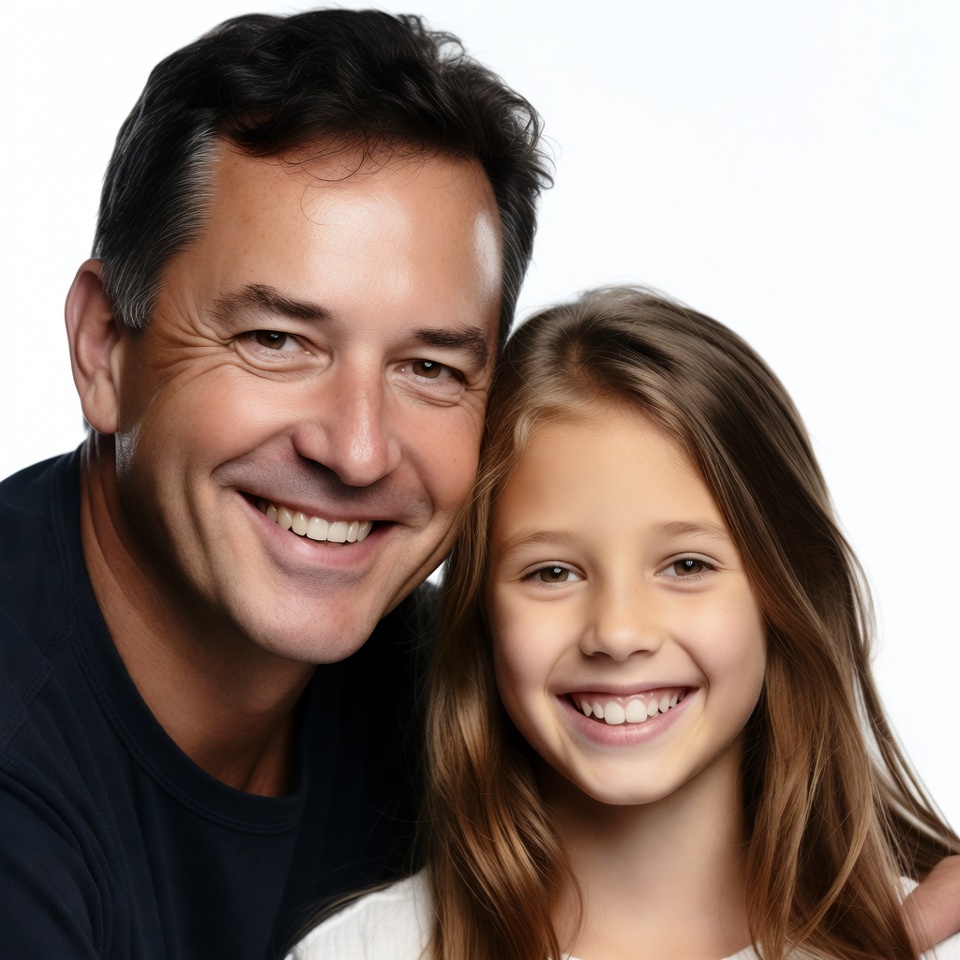 Smiling father and daughter portrait Smiling father and daughter portrait