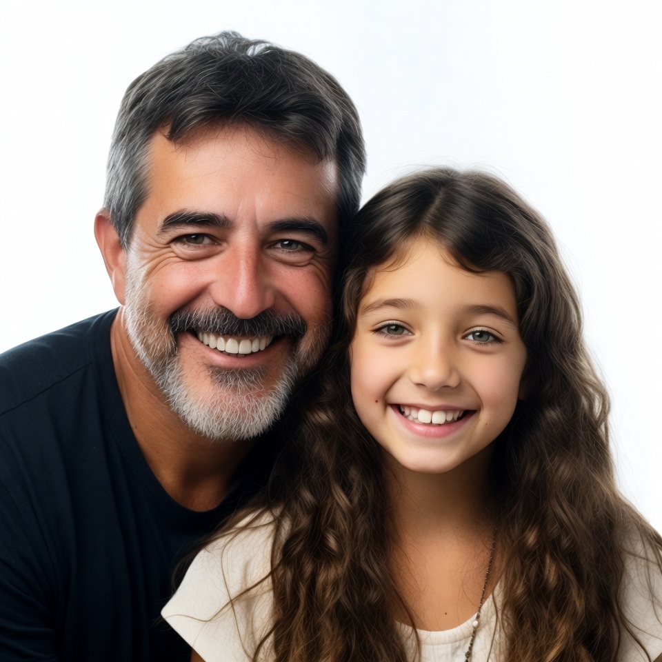 Smiling father and daughter portrait Smiling father and daughter portrait