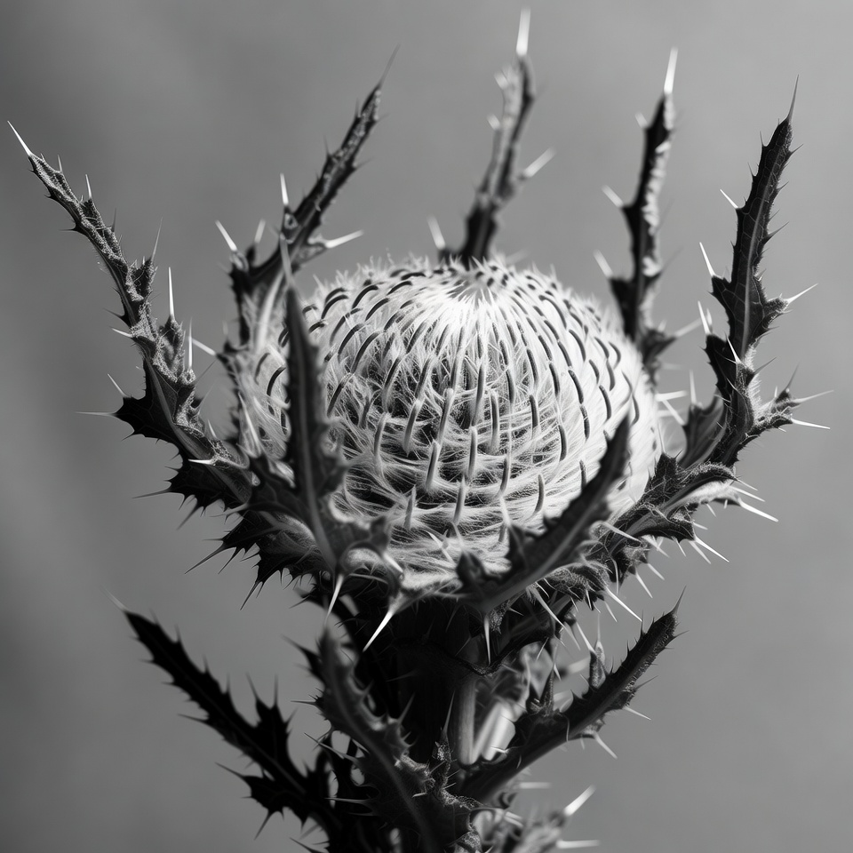 Spiky Thistle Flower Head Closeup Spiky Thistle Flower Head Closeup
