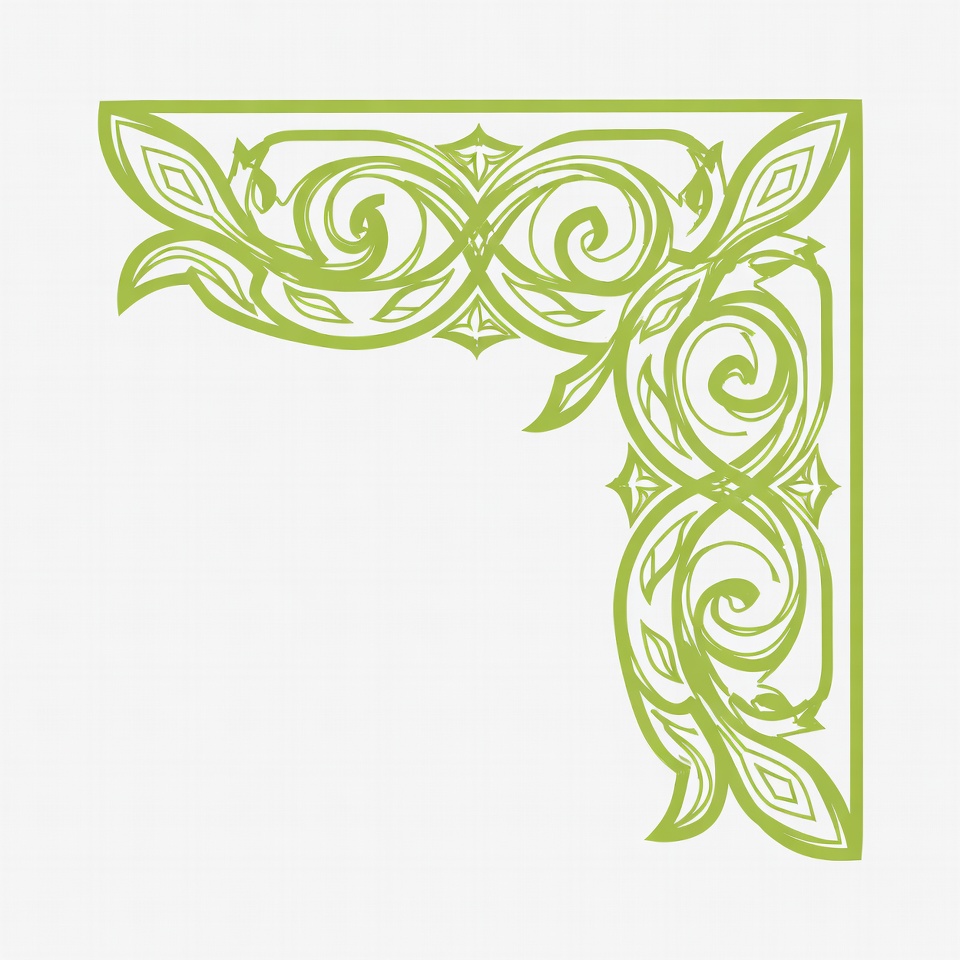 Green Ornate Corner Border Design Green Ornate Corner Border Design