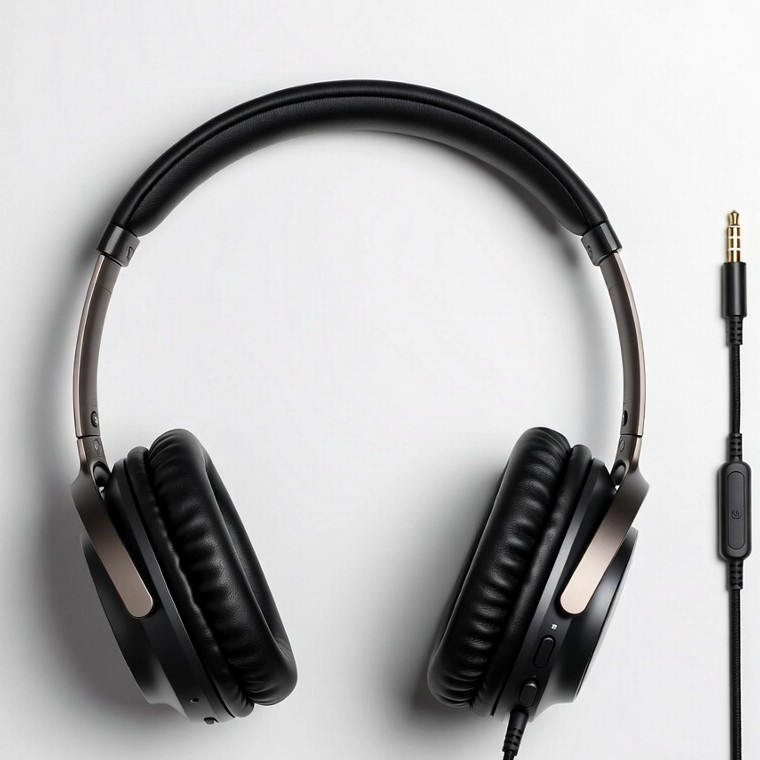 Black Wireless Headphones with Cable Black Wireless Headphones with Cable