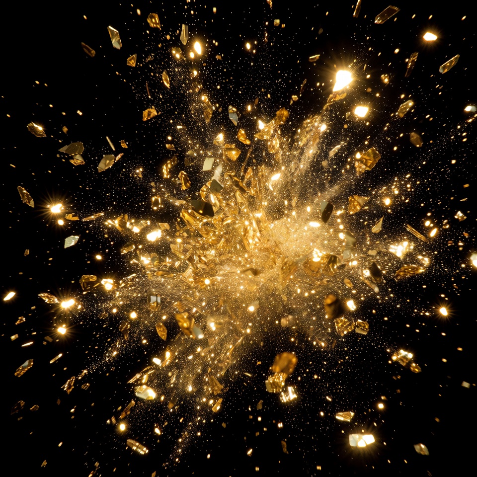 Golden confetti exploding on black Golden confetti exploding on black
