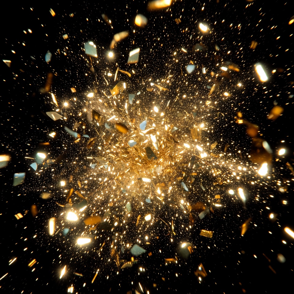 Golden Confetti Burst on Black Golden Confetti Burst on Black