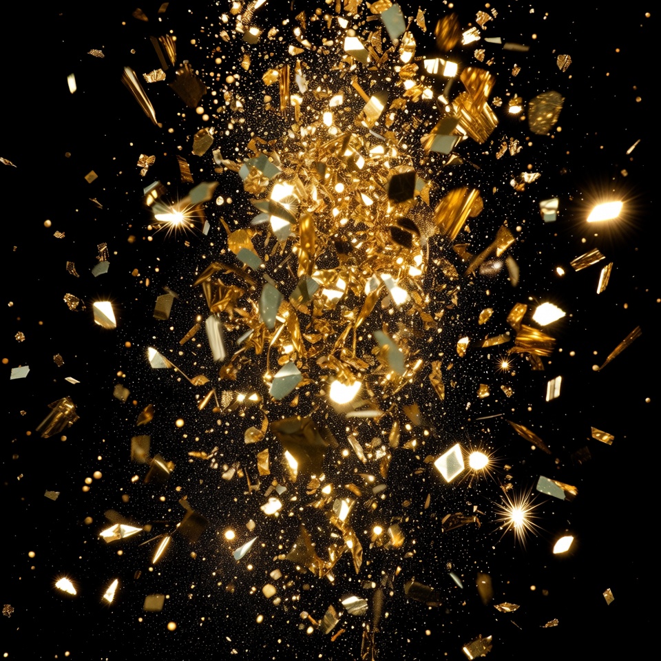 Golden Confetti Burst on Black Golden Confetti Burst on Black