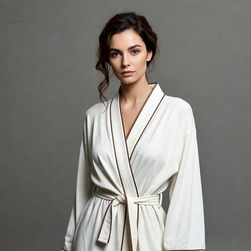 Woman in white bathrobe Woman in white bathrobe