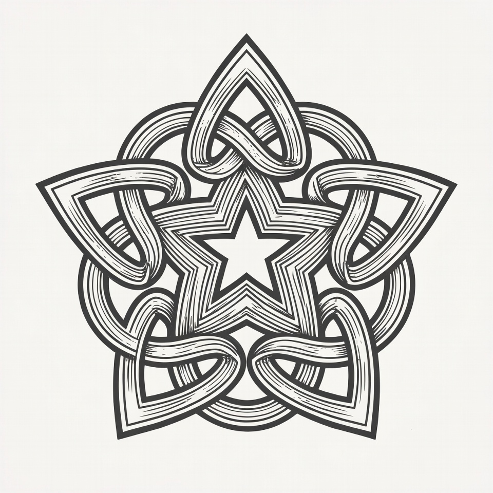 Pentagram Celtic Knot Design Pentagram Celtic Knot Design