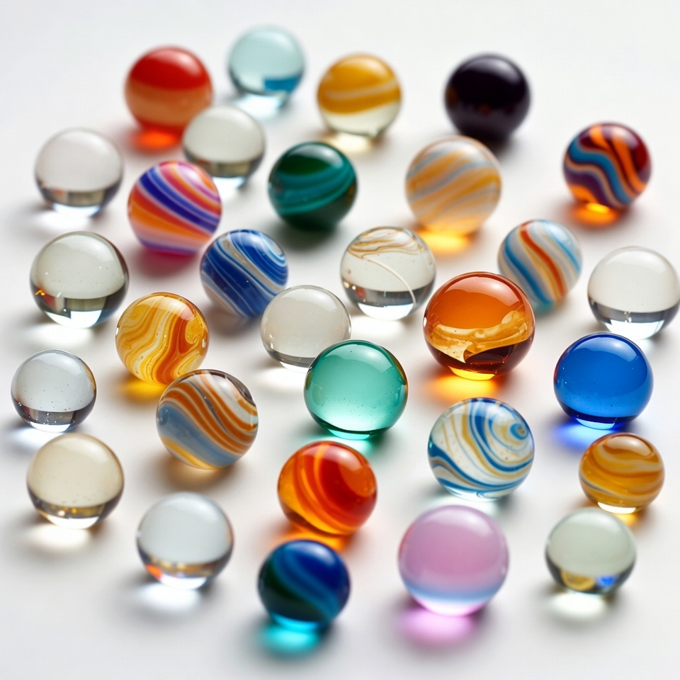Colorful marbles scattered on white background Colorful marbles scattered on white background
