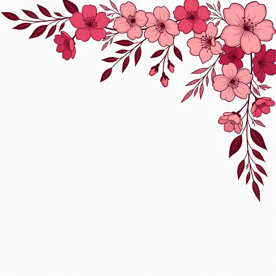 Pink Cherry Blossom Corner Border Pink Cherry Blossom Corner Border