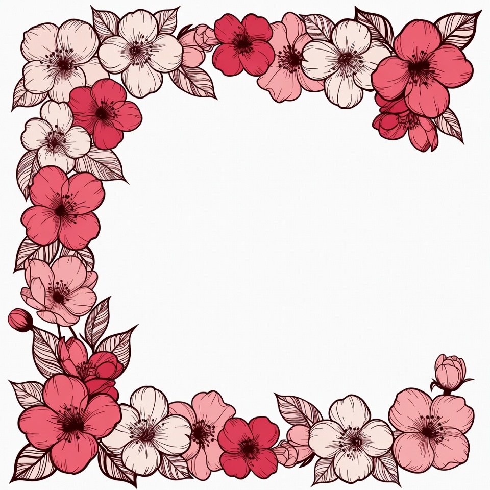 Pink Flower Corner Border Illustration Pink Flower Corner Border Illustration
