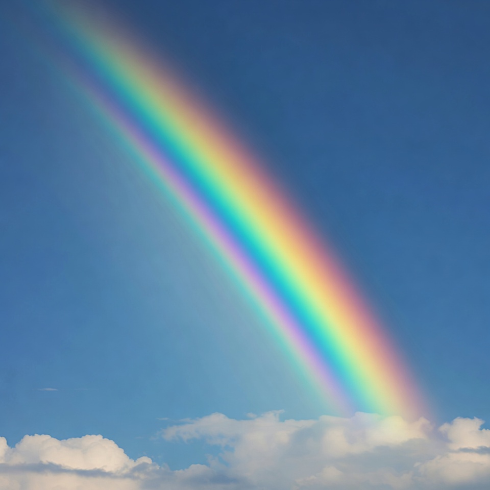 Vibrant Rainbow Over Blue Sky Vibrant Rainbow Over Blue Sky