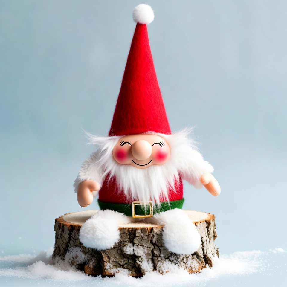 Red Gnomes on Snowy Log Red Gnomes on Snowy Log