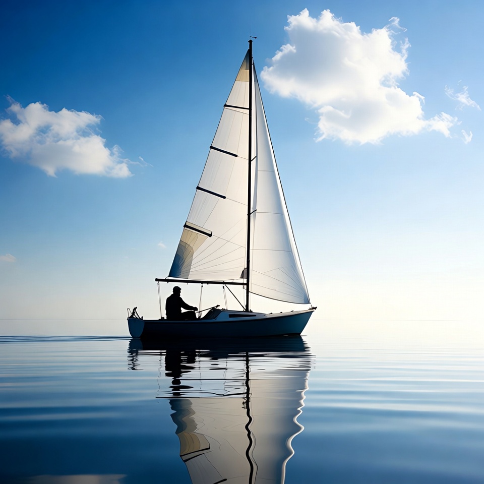 Silhouette man sailing boat on water Silhouette man sailing boat on water