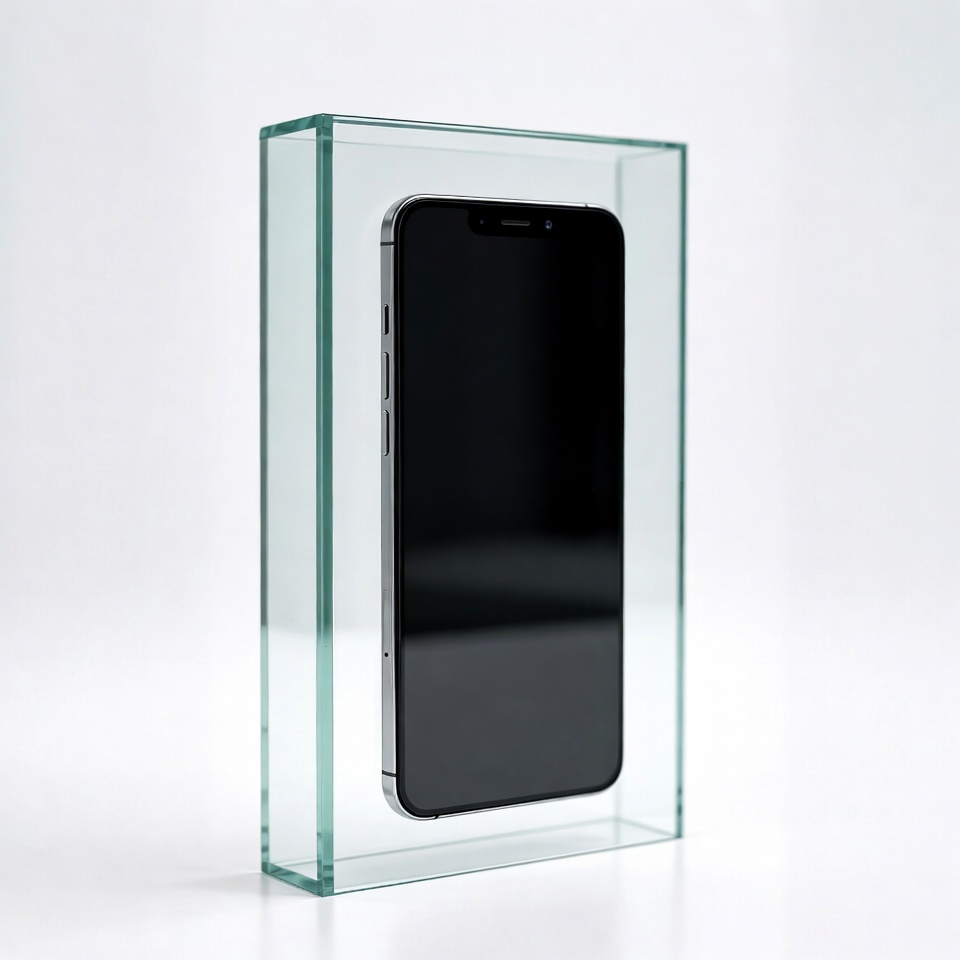 iPhone in Glass Display Case iPhone in Glass Display Case