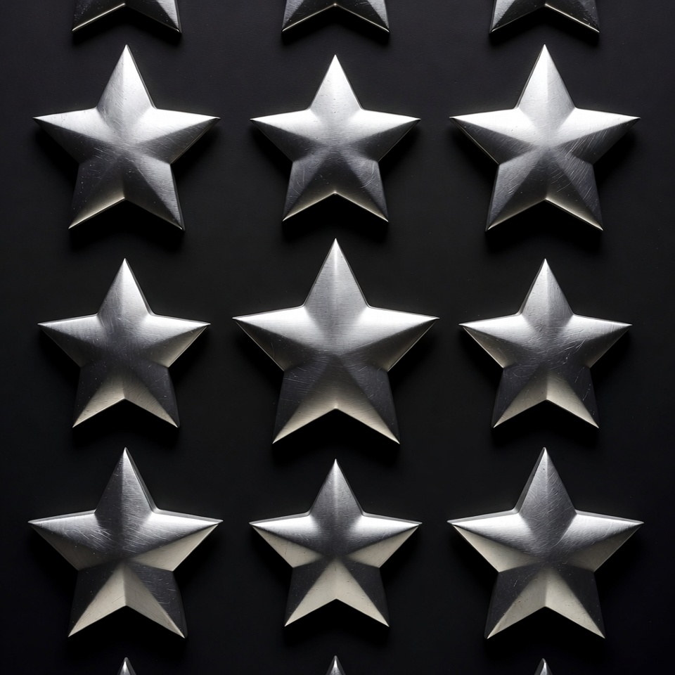Shiny Silver Stars on Black Background Shiny Silver Stars on Black Background