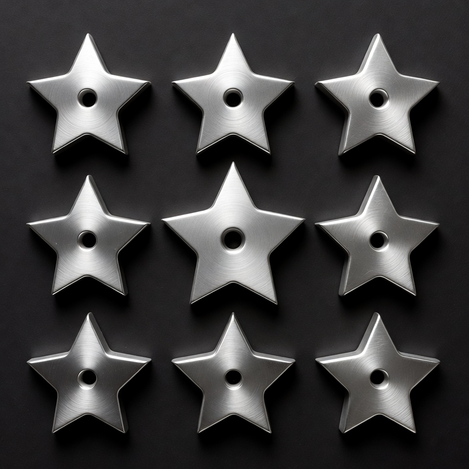 Nine Silver Stars on Black Background Nine Silver Stars on Black Background