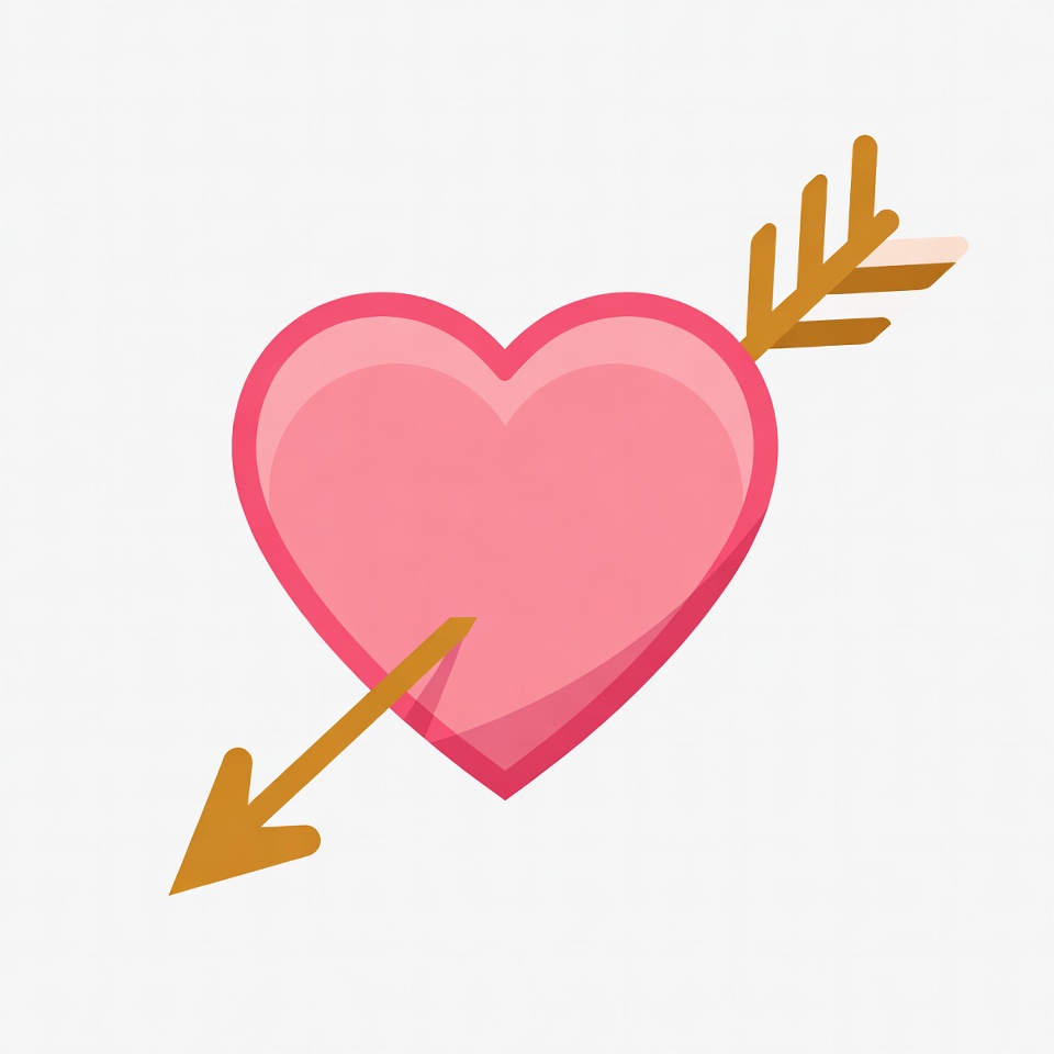 Pink heart pierced by arrow Pink heart pierced by arrow