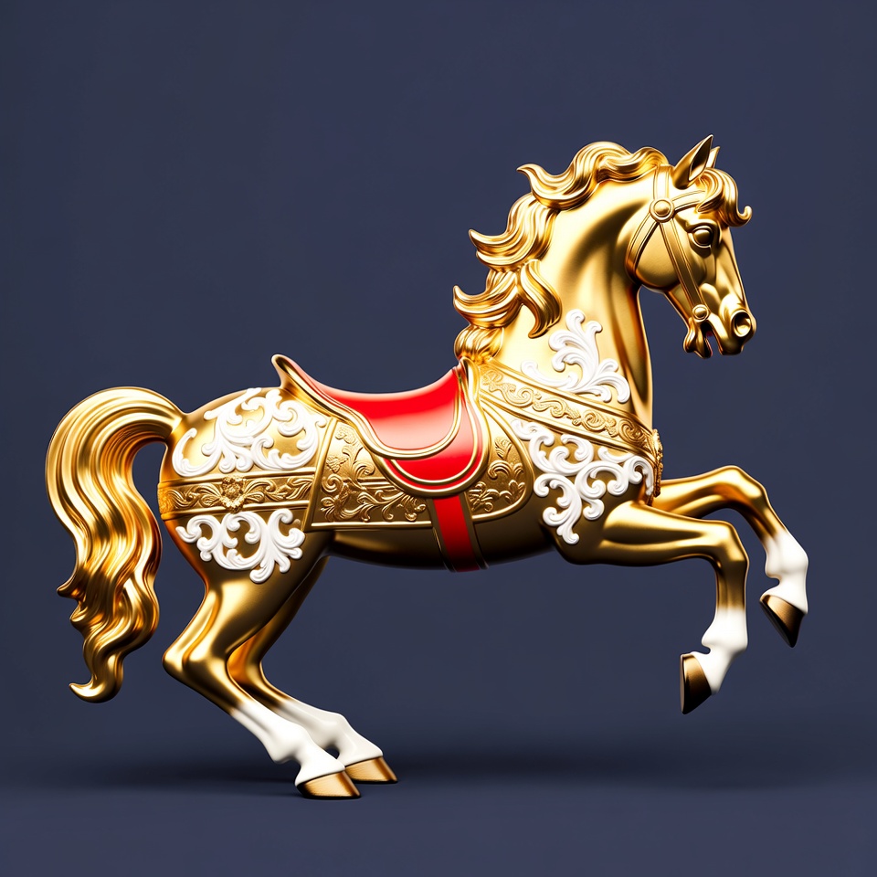 Golden Carousel Horse Rearing Up Golden Carousel Horse Rearing Up