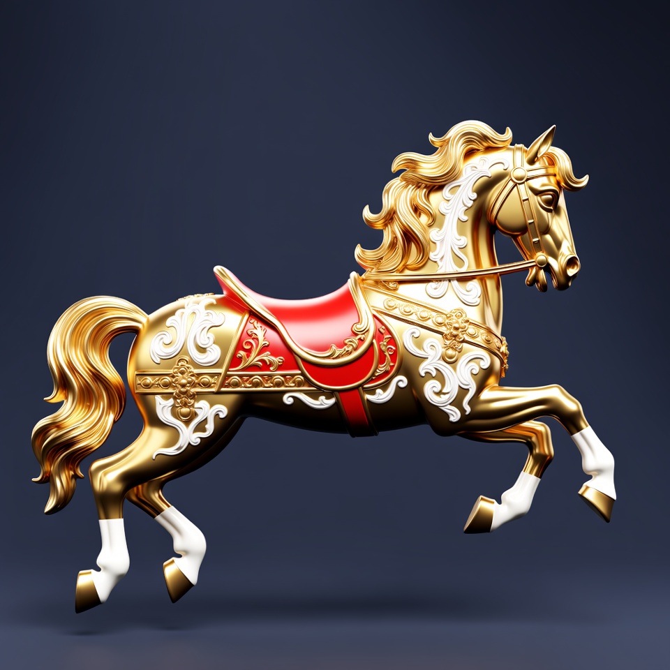 Golden Carousel Horse Jumping Golden Carousel Horse Jumping