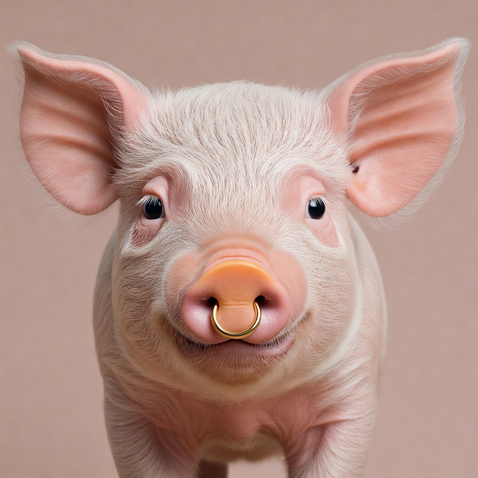 Cute piglet with nose ring Cute piglet with nose ring