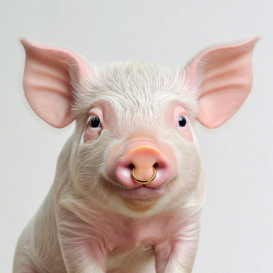 Pink piglet with nose ring Pink piglet with nose ring