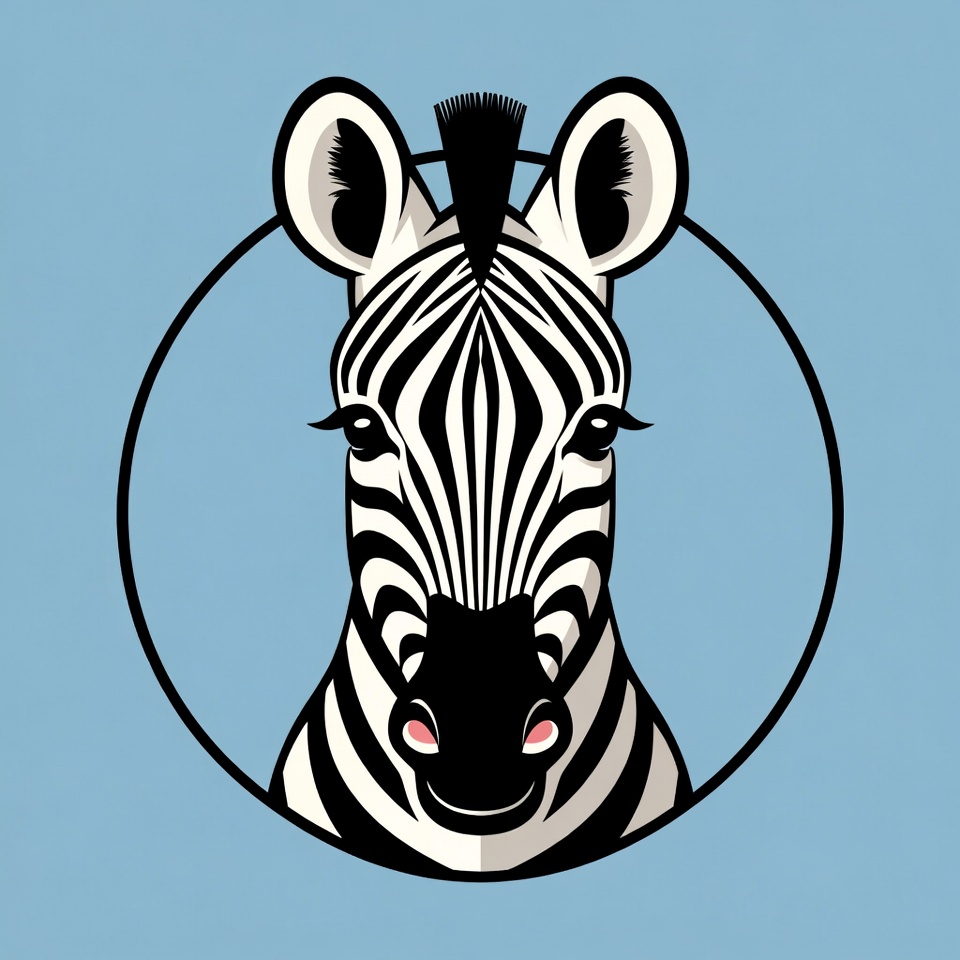 Zebra head in circle illustration Zebra head in circle illustration