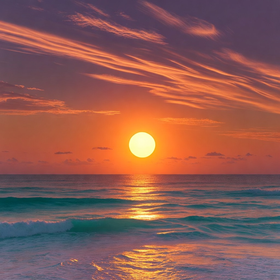 Sunset over ocean waves Sunset over ocean waves