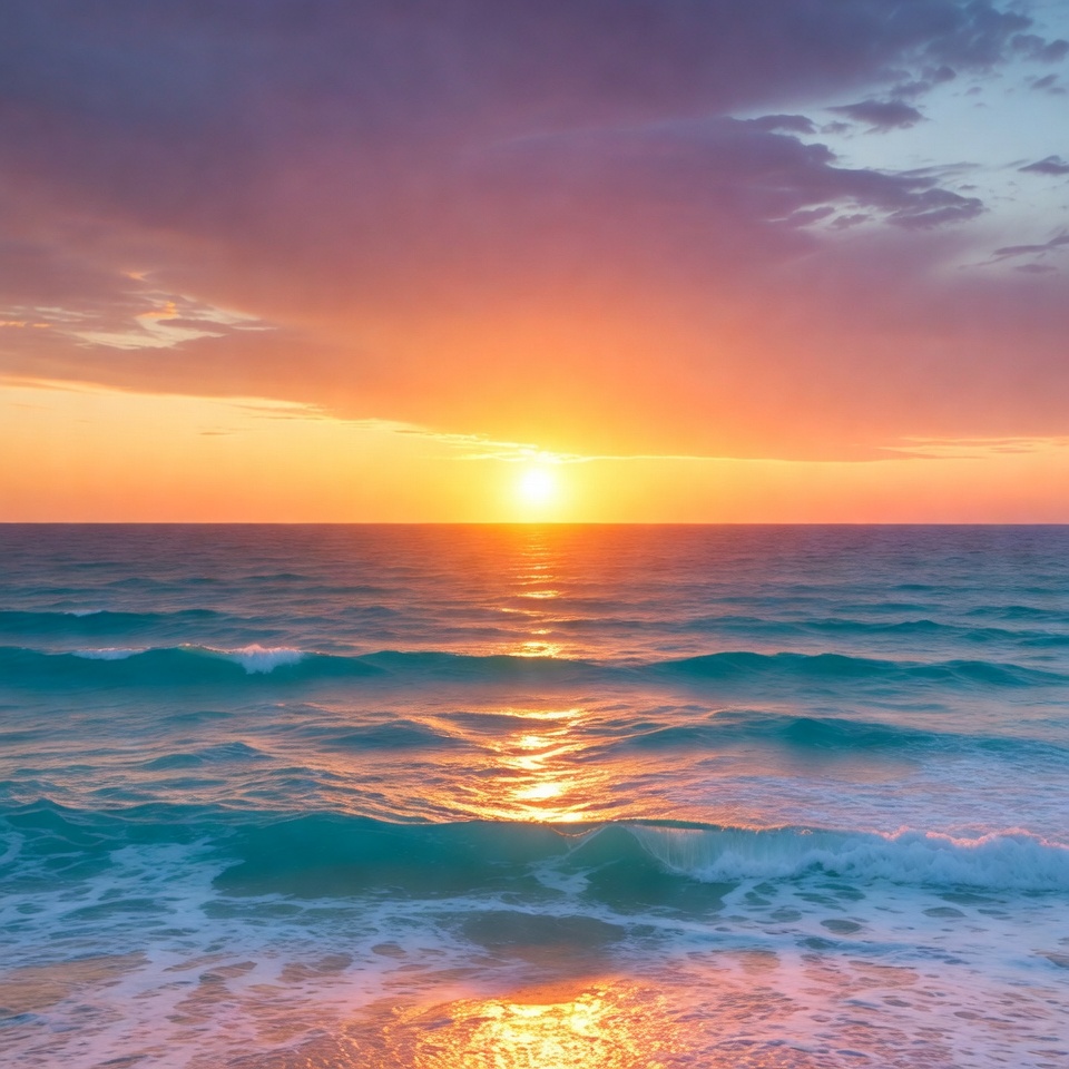 Sunset over ocean waves Sunset over ocean waves