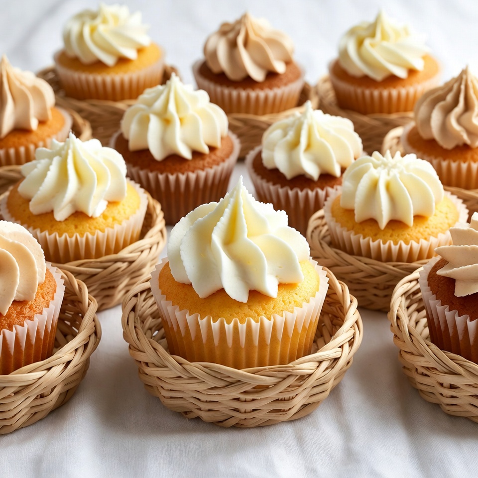 Cupcakes in Wicker Baskets Cupcakes in Wicker Baskets