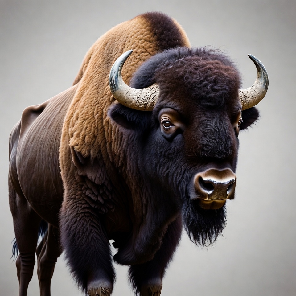 Majestic Bison with Large Horns Majestic Bison with Large Horns