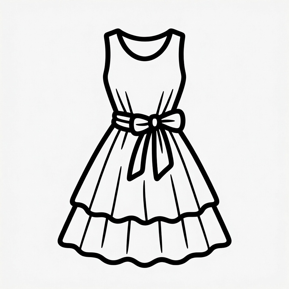 Sleeveless Dress with Belt Clip Art Sleeveless Dress with Belt Clip Art