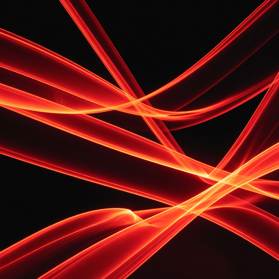 Red Glowing Waves on Black Background Red Glowing Waves on Black Background