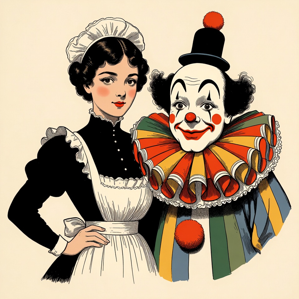 Nurse and Clown Illustration Nurse and Clown Illustration