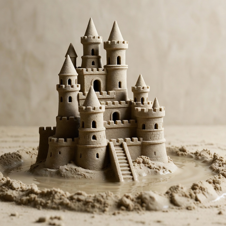 Detailed Sandcastle with Towers Detailed Sandcastle with Towers