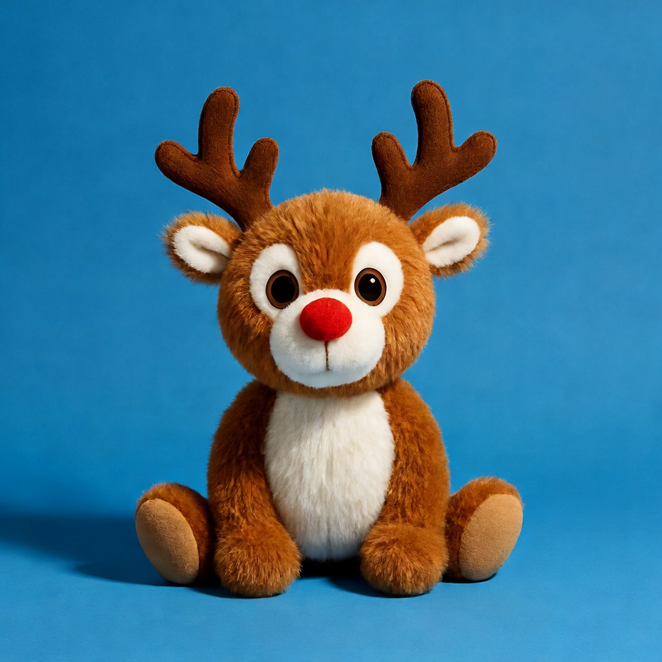 Cute Rudolph plush toy on blue Cute Rudolph plush toy on blue